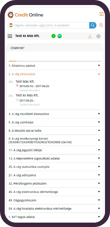 Céginformáció mobilon
